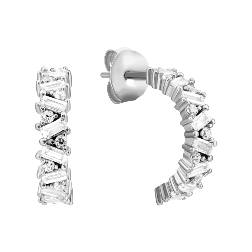 Серебряные пуссеты с фианитами. Артикул UG5SZDE05872 сер