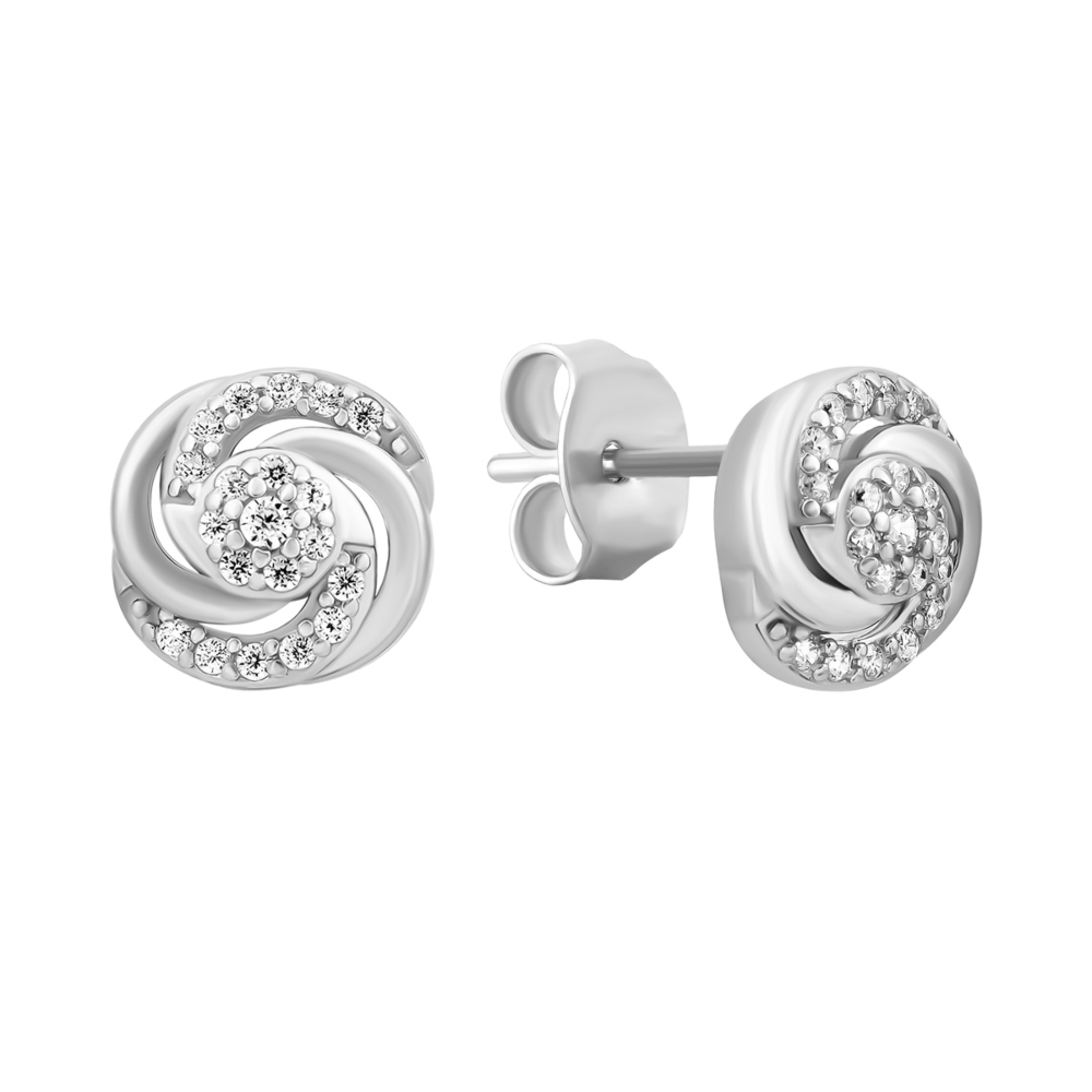 Серебряные пуссеты с фианитами.Артикул UG5SZDE08587