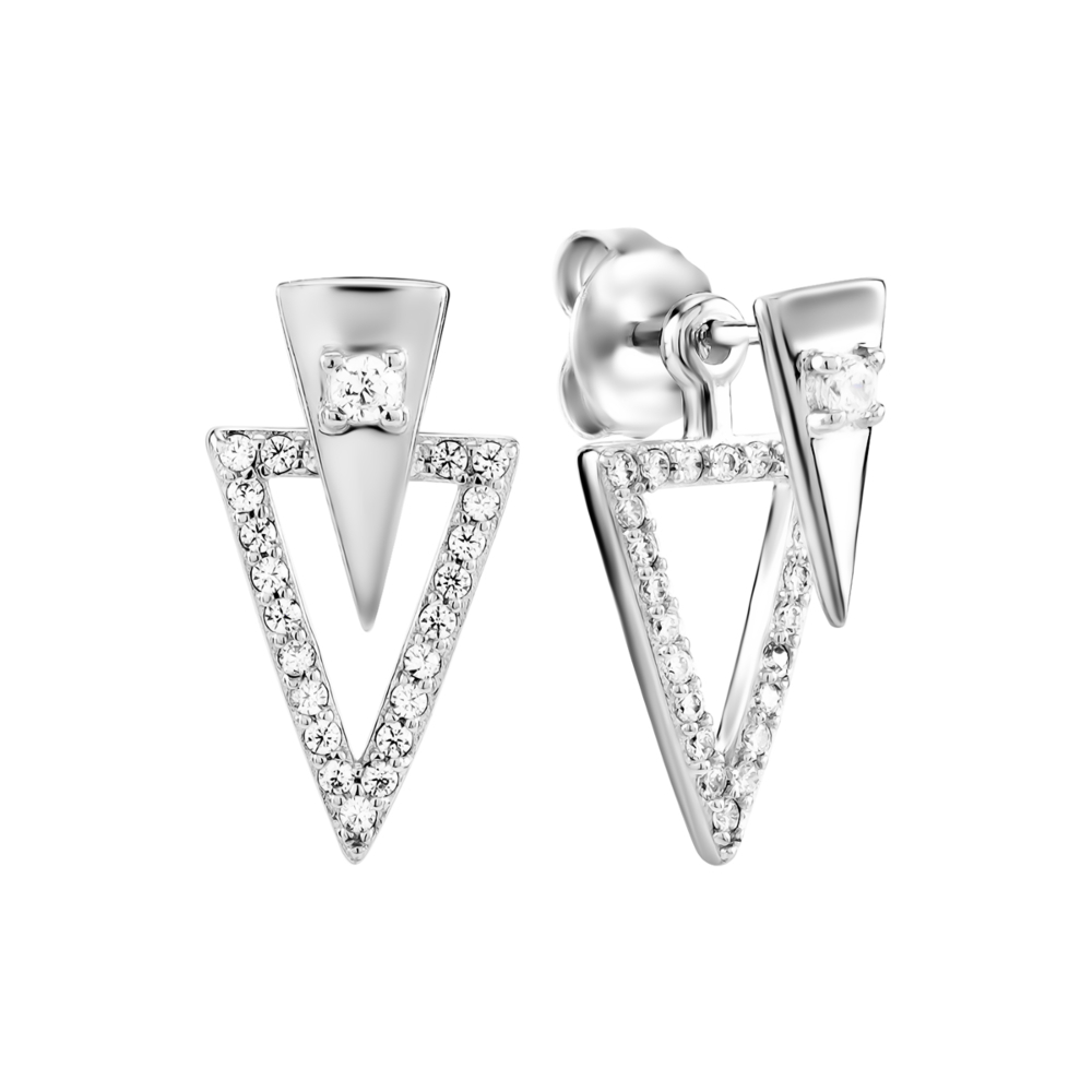 Срібні пусети з фіанітами 2 в 1. Артикул UG5SZDE57656