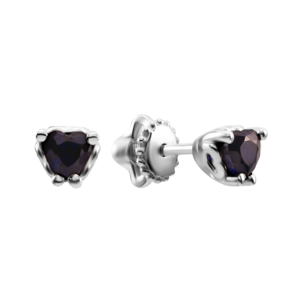Серебряные пусеты с гидротермальным сапфиром. Артикул UG52493/1р-HSPH