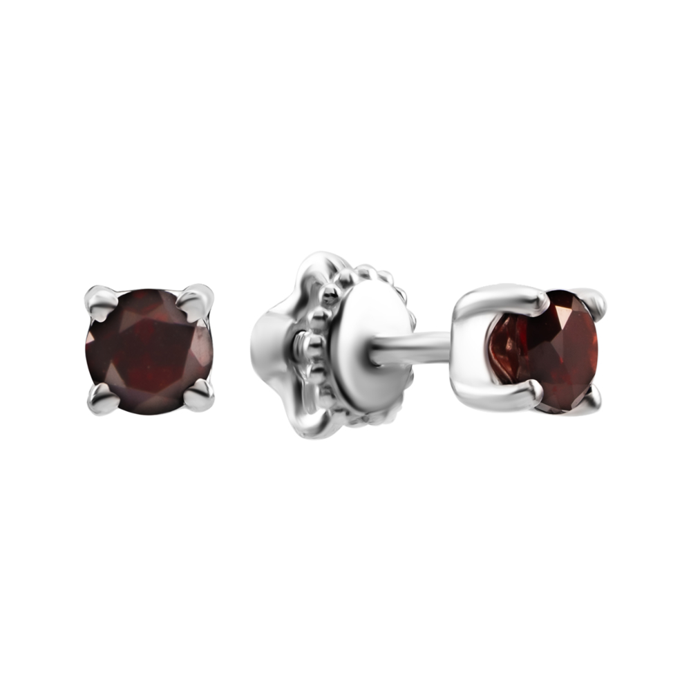 Серебряные пусеты с гранатом. Артикул UG52491/1р-GARN