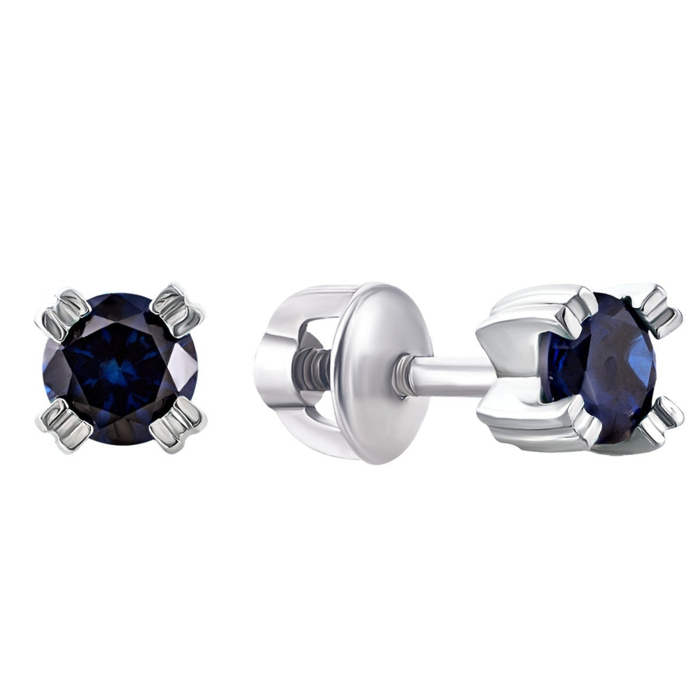 Серебряные пуссеты с сапфиром. Артикул UG52117/9р-NSPH