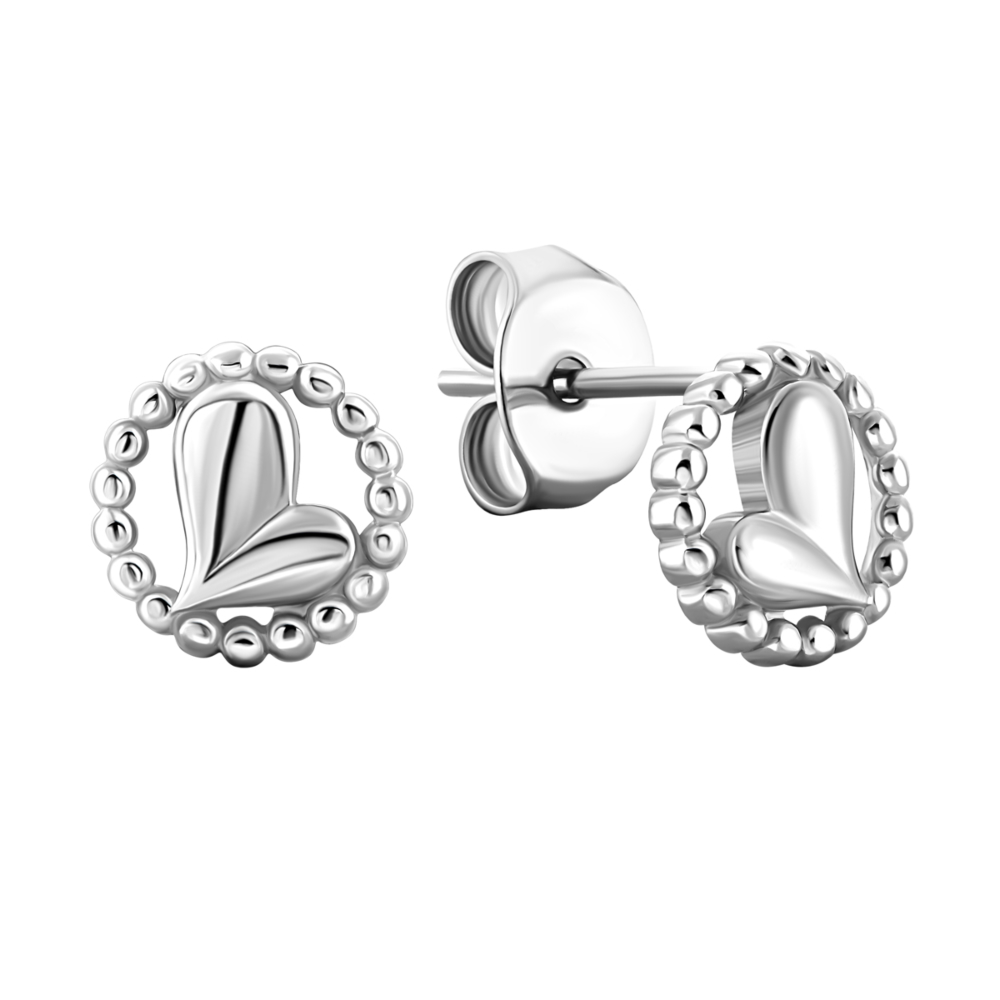 Серебряные пуссеты Сердце.Артикул UG51EA79693