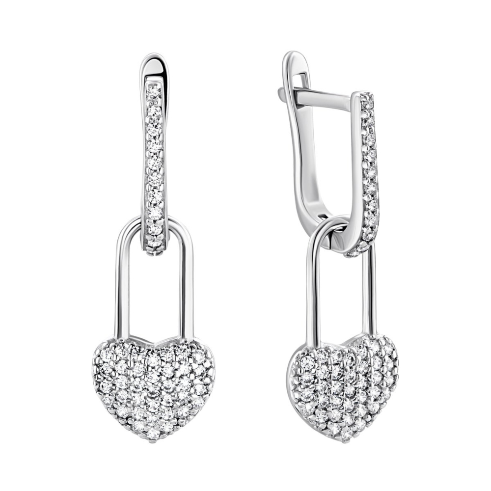 Серебряные серьги-подвески c фианитами. Артикул UG520635