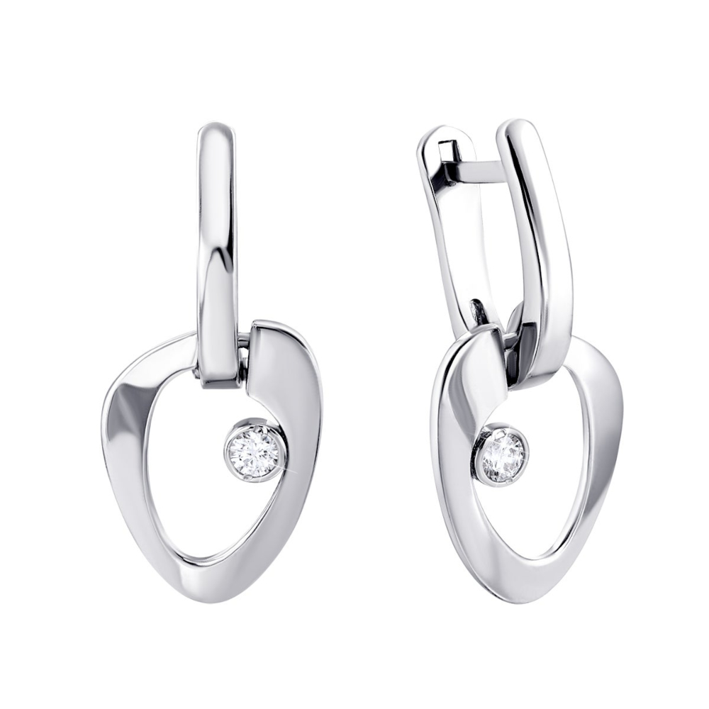 Серебряные серьги-подвески c фианитами.Артикул UG582793б