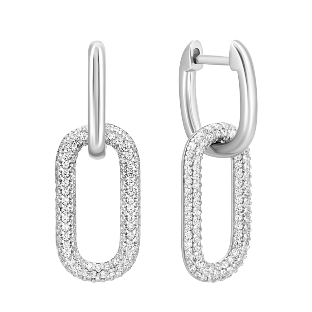 Серебряные серьги-подвески c фианитами.Артикул UG5SZDE00328