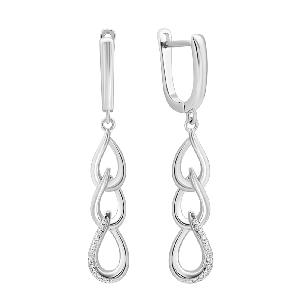 Серебряные серьги-подвески c фианитами. Артикул UG5SZDE00345
