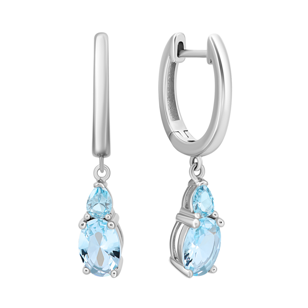Серебряные серьги-подвески с фианитами.Артикул UG5SZDE00380 г