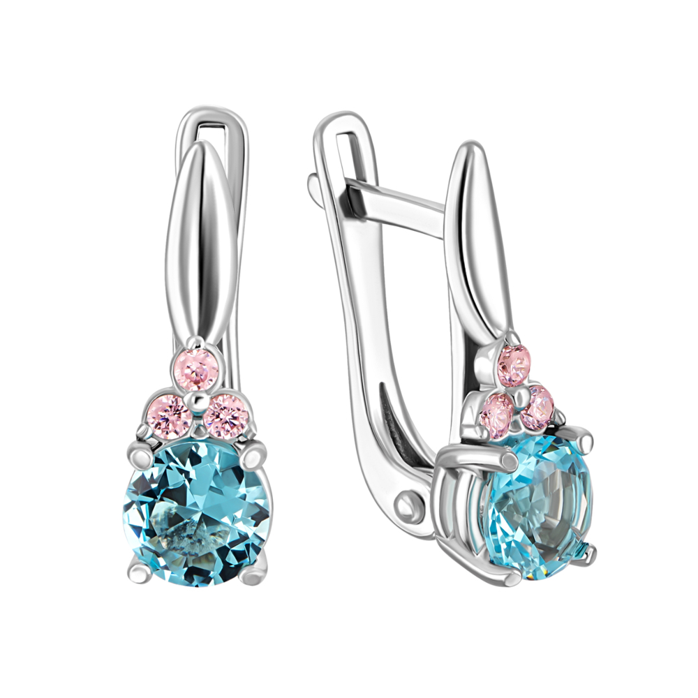 Серебряные серьги с фианитами.Артикул UG5920068акв/р