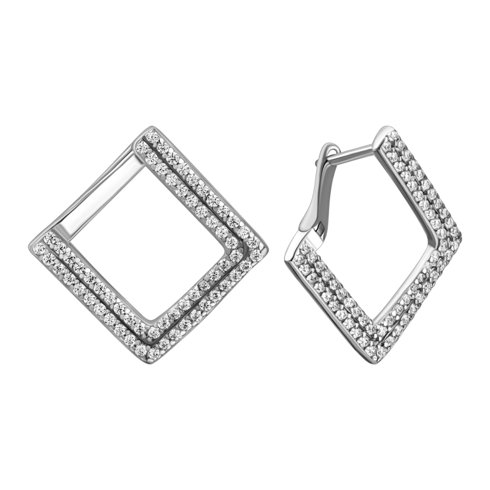 Серебряные серьги с фианитами.Артикул UG5JB00225