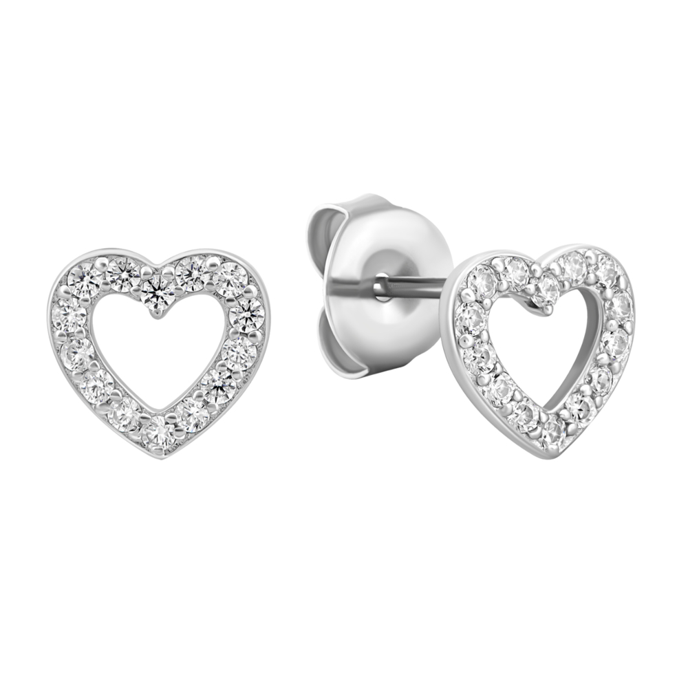 Серебряные серьги Сердце с фианитами.Артикул UG5SZDE00139