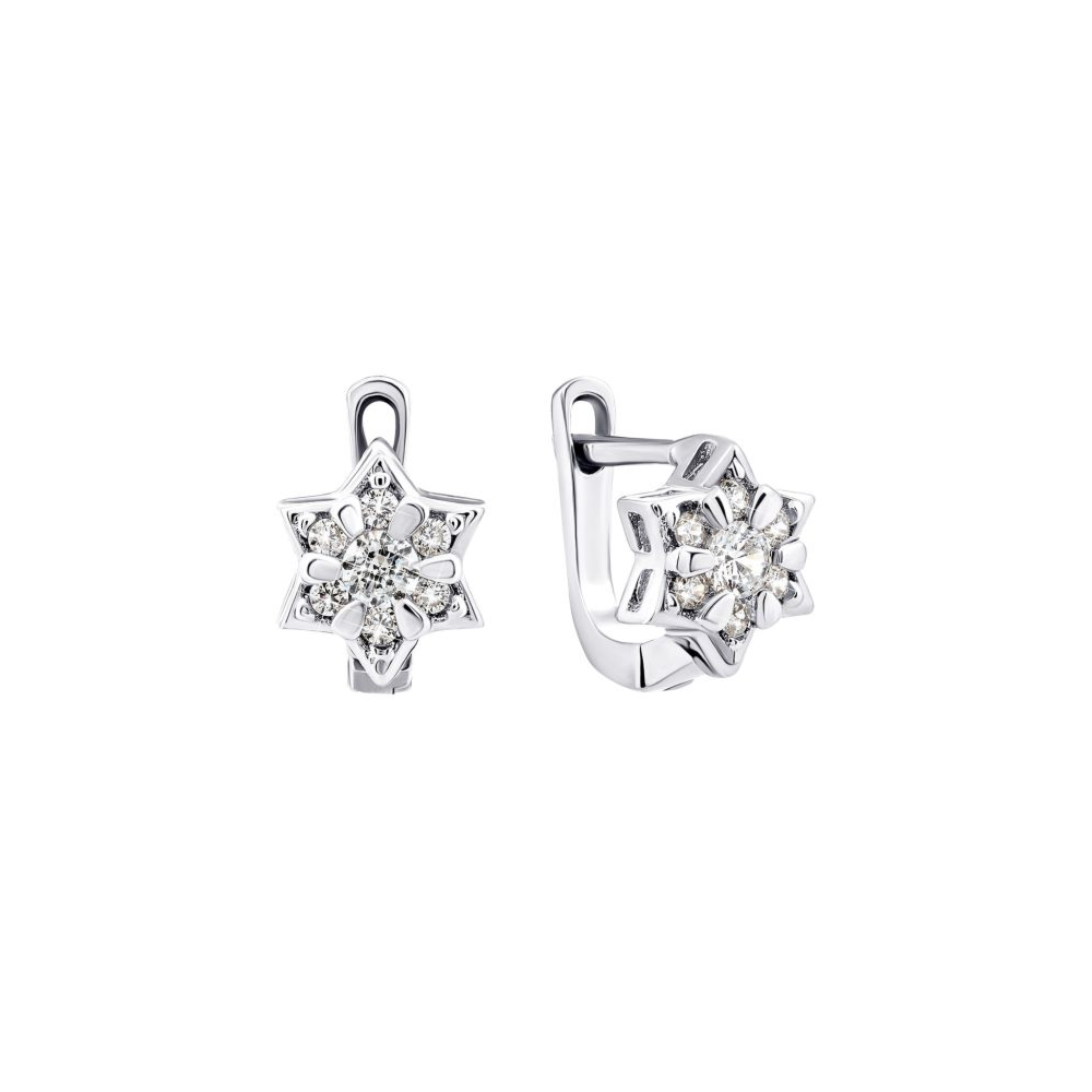 Серебряные серьги Звездочки с фианитами.Артикул UG51EA81205