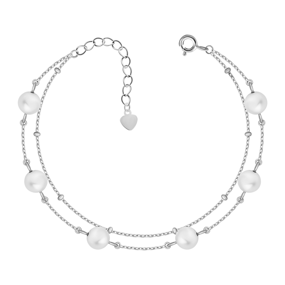 Серебряный браслет с жемчугом.Артикул UG5SZDB08770