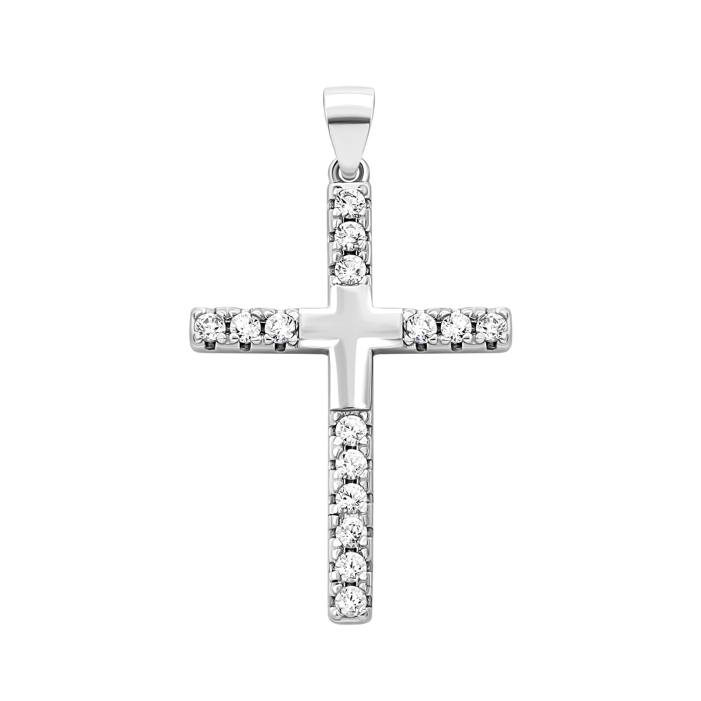 Серебряный крестик с фианитами.Артикул UG51PE68848