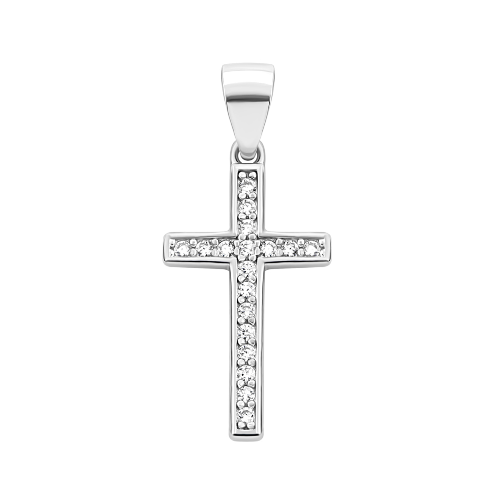 Серебряный крестик с фианитами.Артикул UG51PE69470