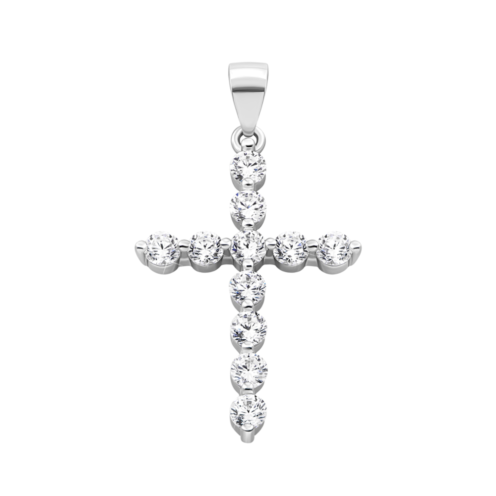 Серебряный крестик с фианитами.Артикул UG51PE69530