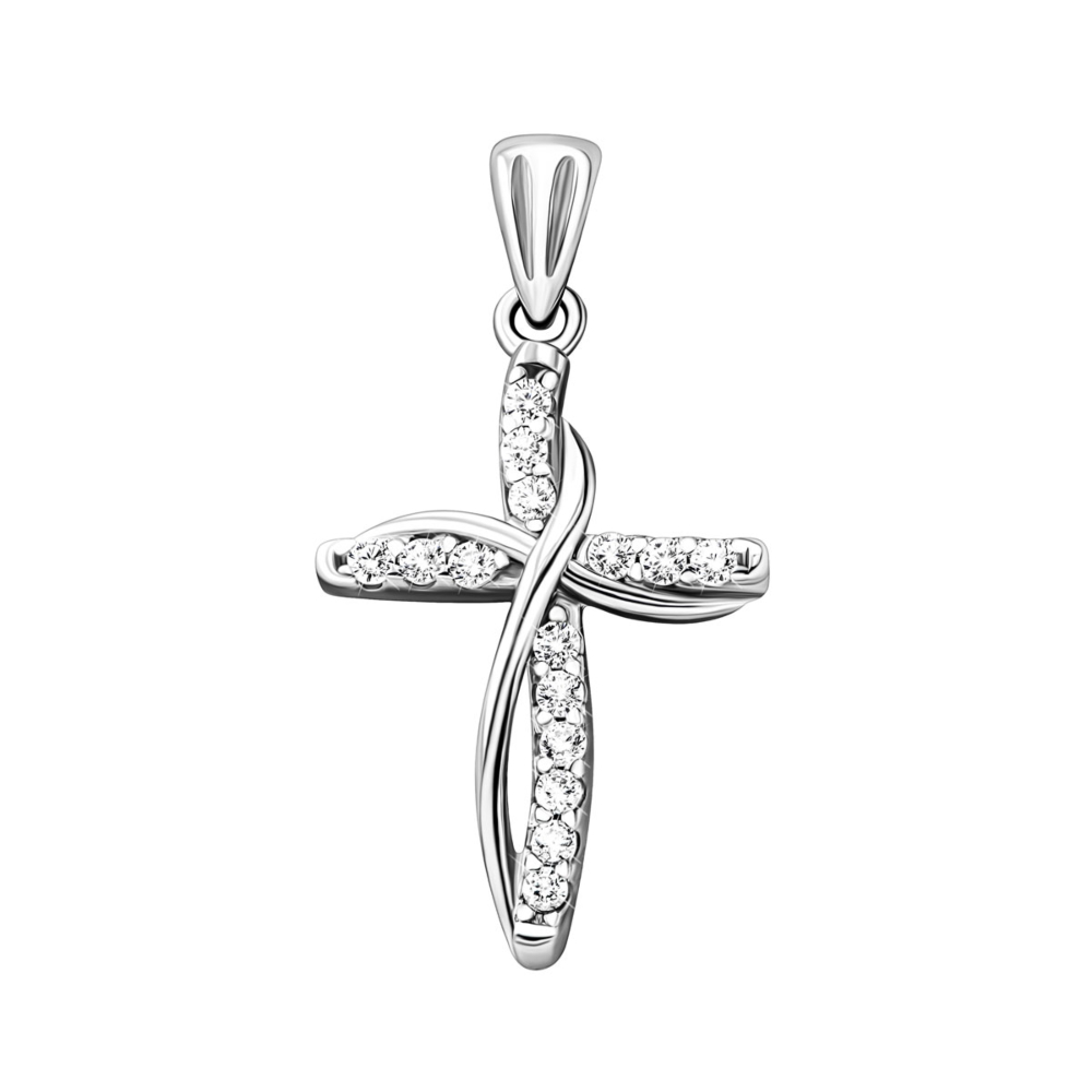 Серебряный крестик с фианитами.Артикул UG5G00029