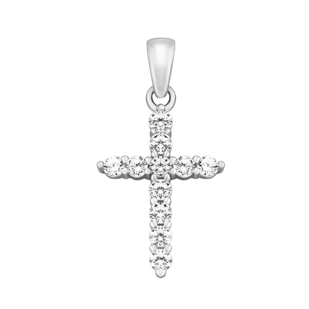 Серебряный крестик с фианитами.Артикул UG5PE00955