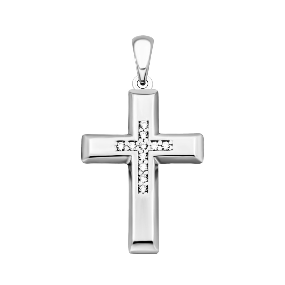 Срібний хрестик з фіанітами.Артикул UG5SZ003