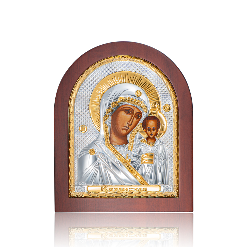 Серебряная икона «Богородица Казанская». Артикул EP4-004XAG