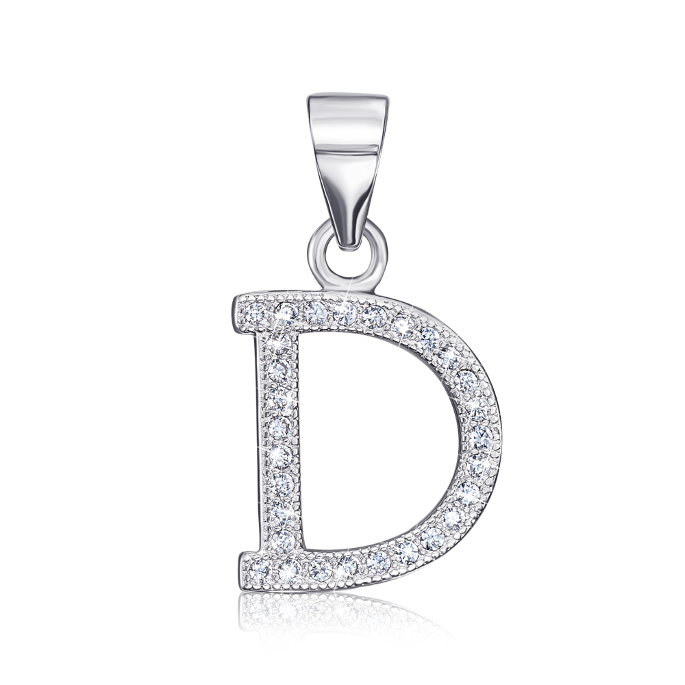 Серебряная подвеска буква «D» с фианитами. Артикул P4598-D-P/12/1