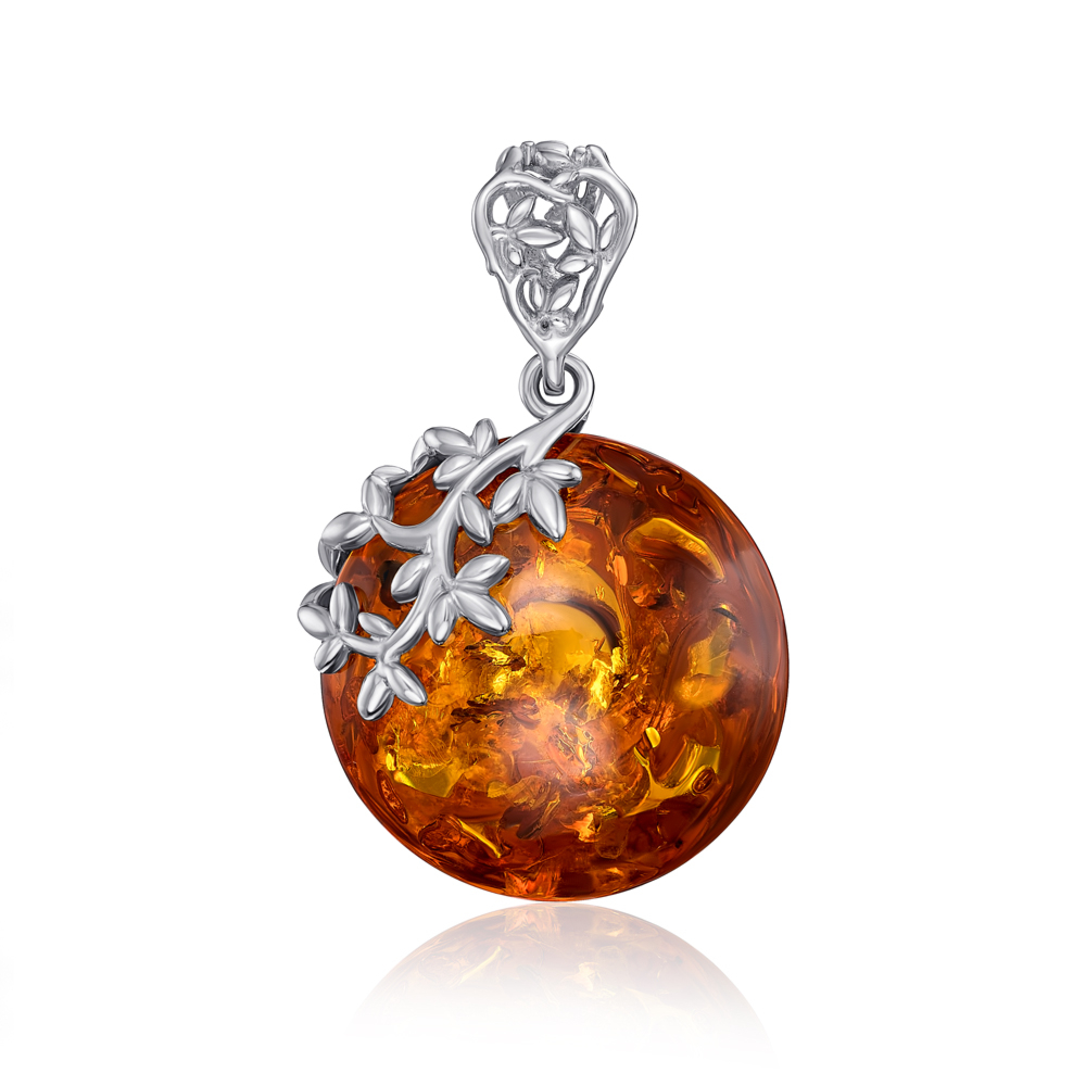Серебряная подвеска с янтарем. Артикул RdP503C-P/12/2787