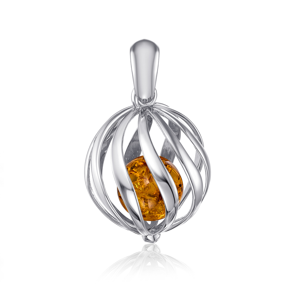 Серебряная подвеска с янтарем. Артикул RdP99C-P/12/2787