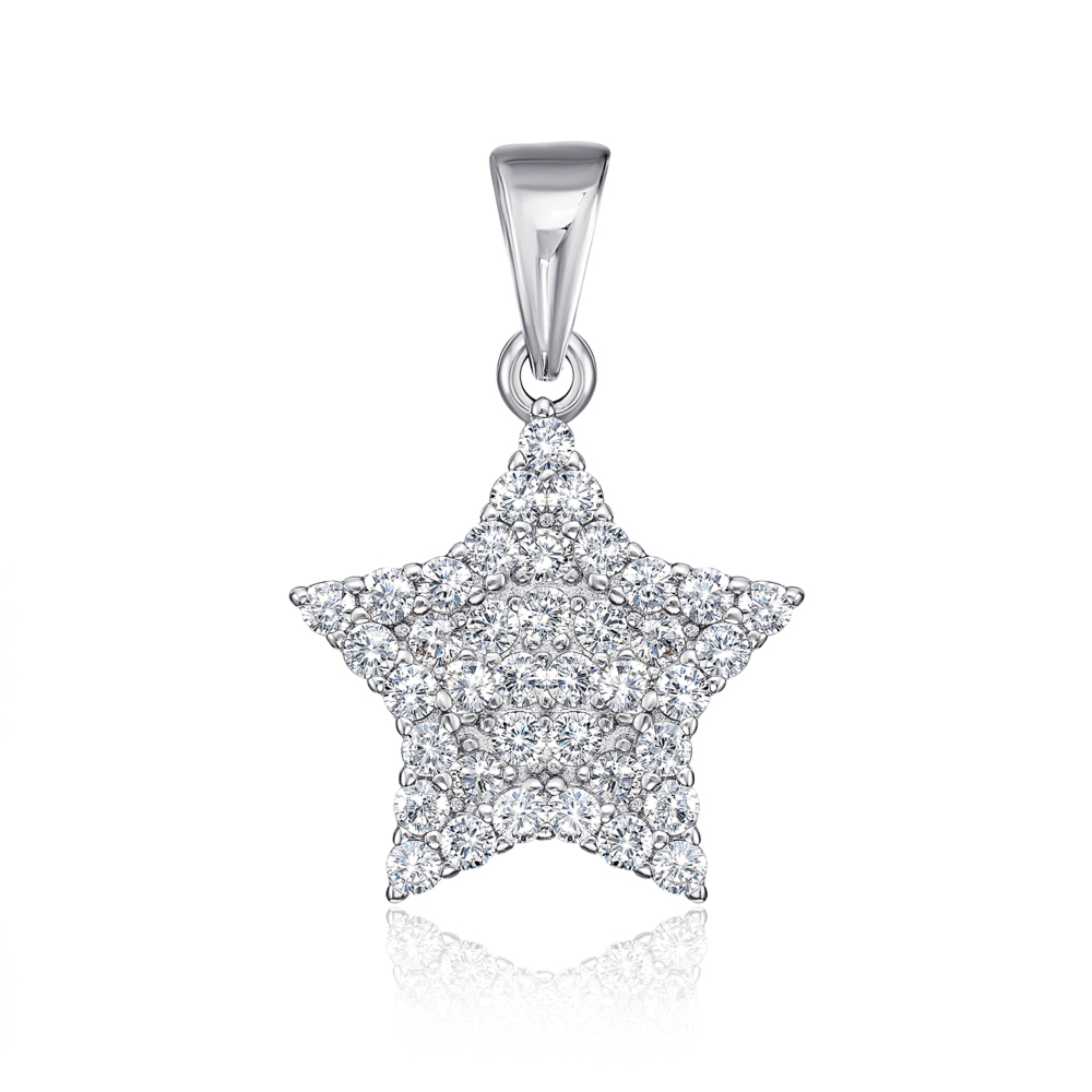 Серебряная подвеска «Звезда» с фианитами. Артикул 2S13234-P-P/12/1