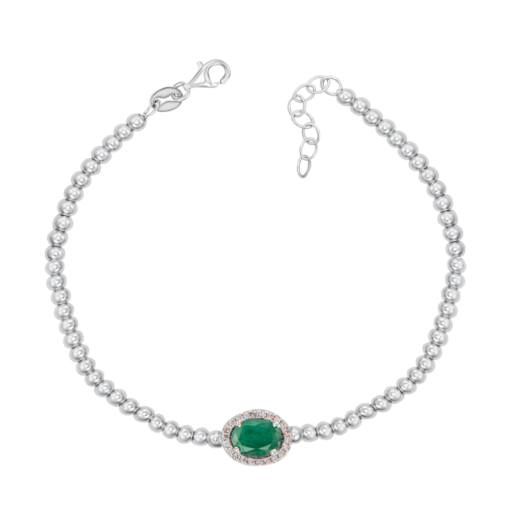 Серебряный браслет с изумрудом. Артикул NA-679-B/12/8763