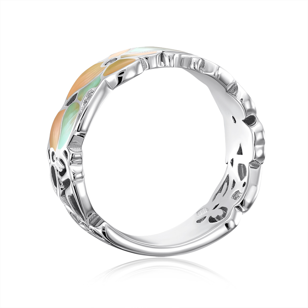 Серебряное кольцо с эмалью и фианитами. Артикул 12036RA5-R/12/3542