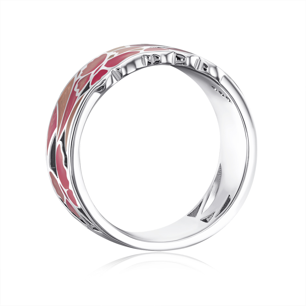 Серебряное кольцо с эмалью и фианитами. Артикул 12057RA2-R/12/3490