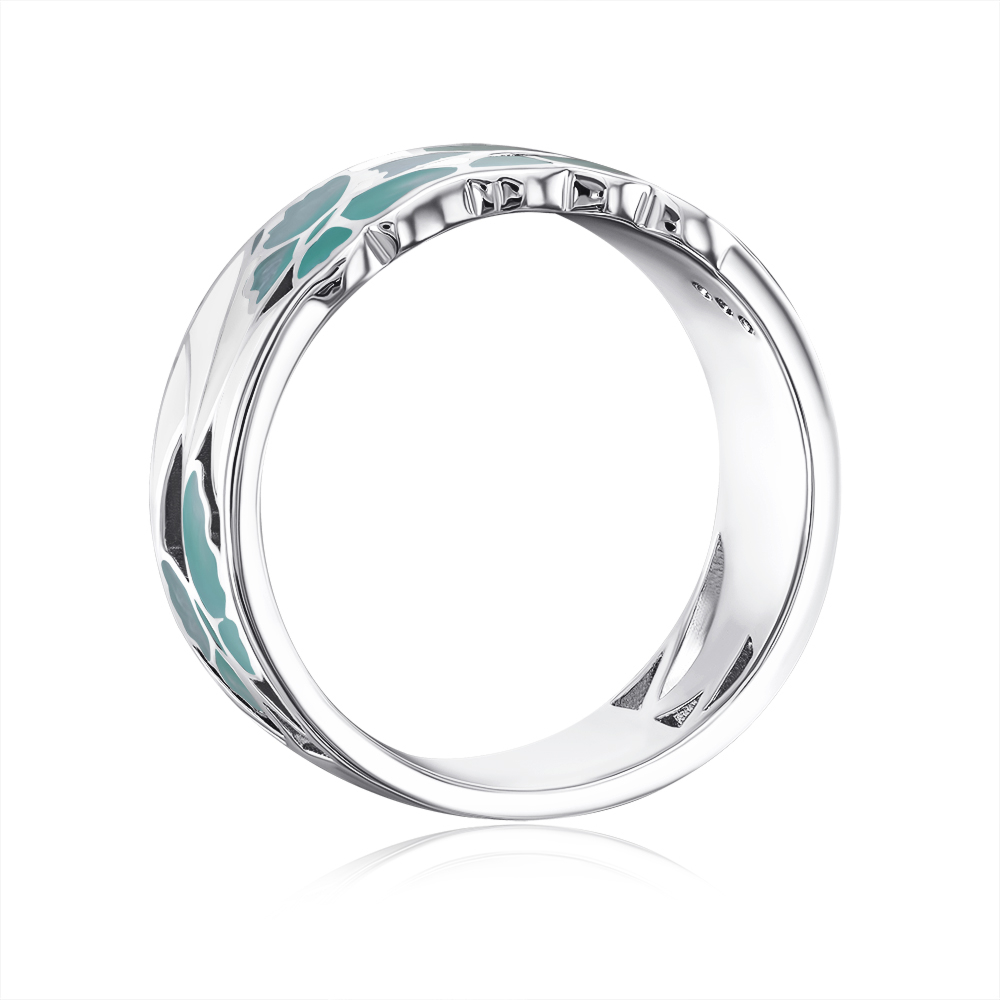 Серебряное кольцо с эмалью и фианитами. Артикул 12057RA4-R/12/2285