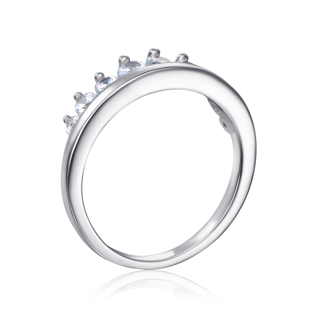 Срібна каблучка з фіанітами. Артикул R10369-R/12/1