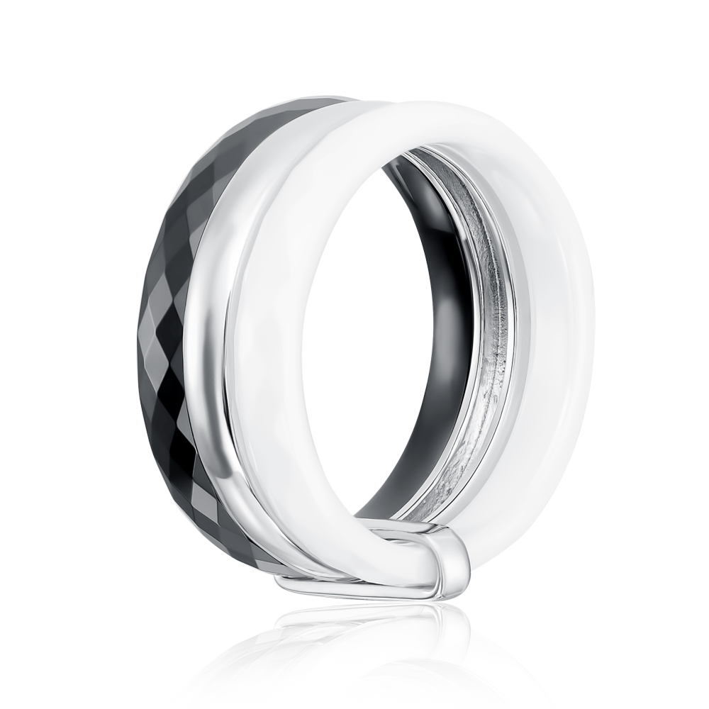 Серебряное кольцо с керамикой. Артикул SR0686-2-BW-R/12