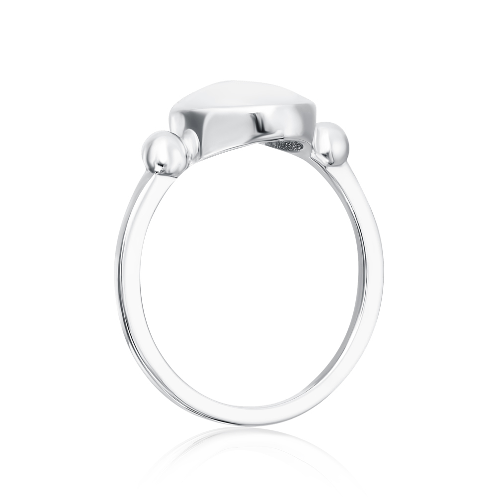 Серебряное кольцо «Сердце» с керамикой. Артикул SR2897-W-R/12