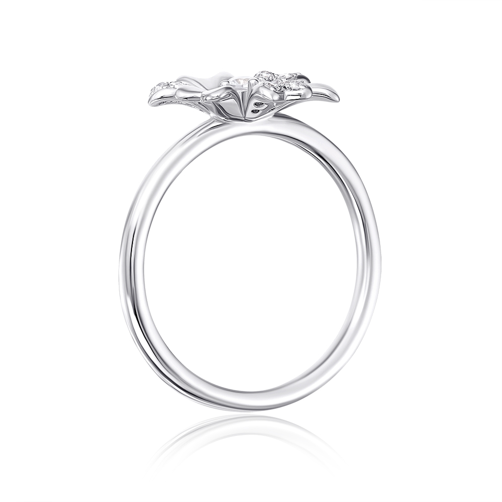Серебряное кольцо «Цветок» с фианитами. Артикул ML13600A-R/12/1