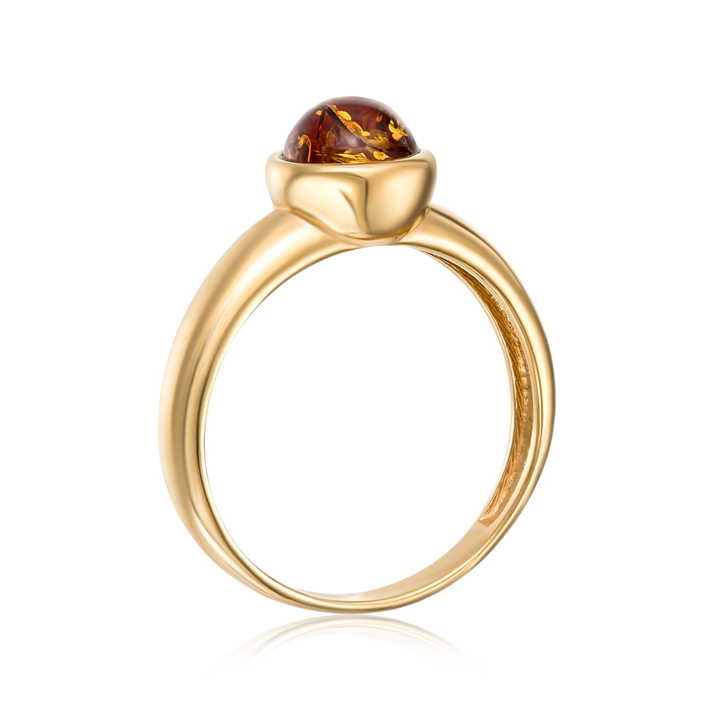 Серебряное позолоченное кольцо с янтарем. Артикул AuR120C-R/17/2787