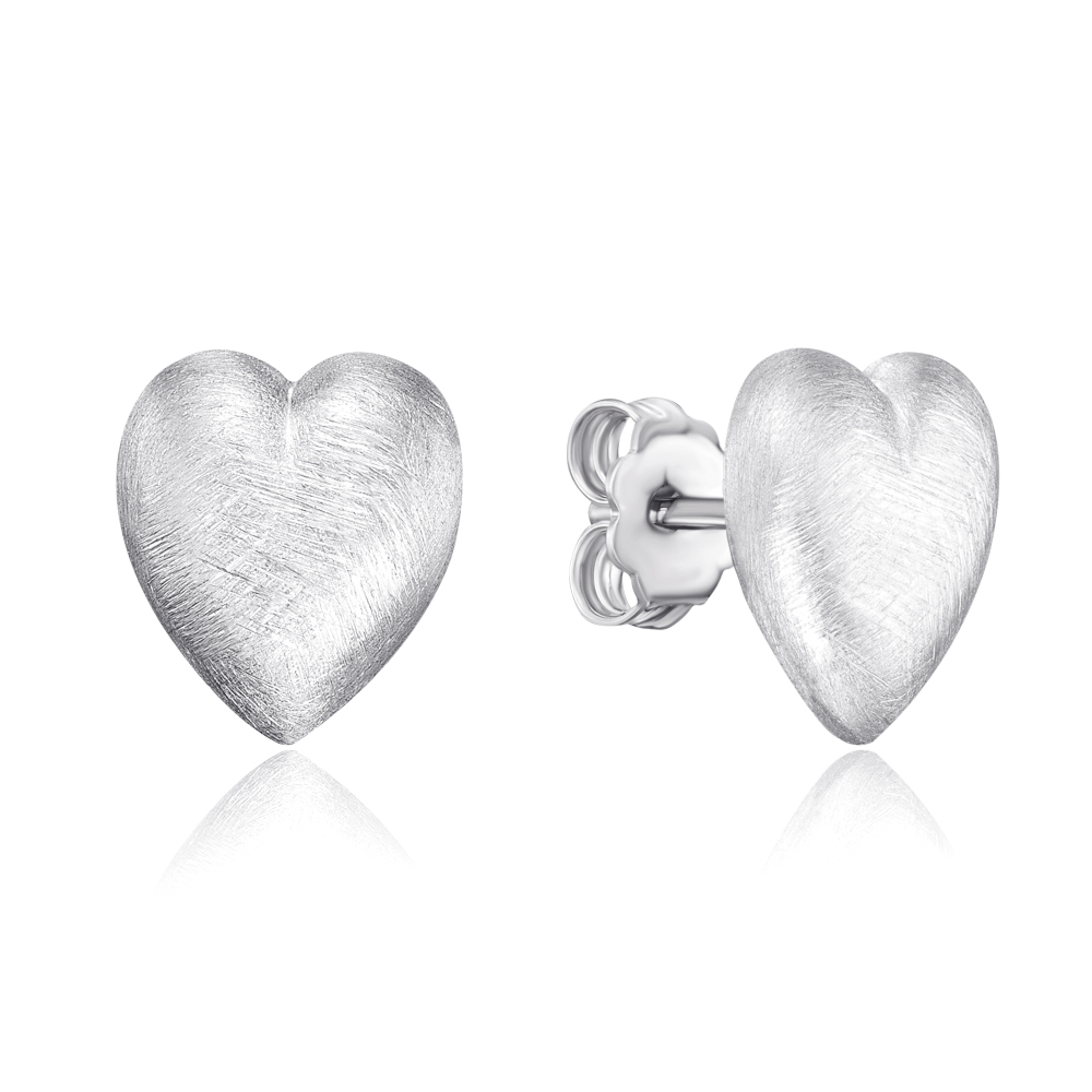 Срібні пусети «Серце» без вставки. Артикул S-OR-03-067/A/R-E/12