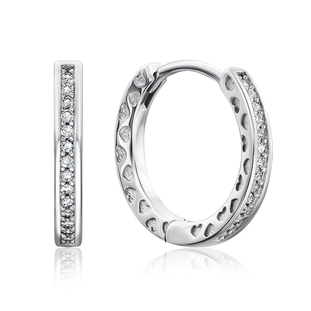 Срібні сережки-конго з фіанітами і емаллю. Артикул E3666-E/12/563