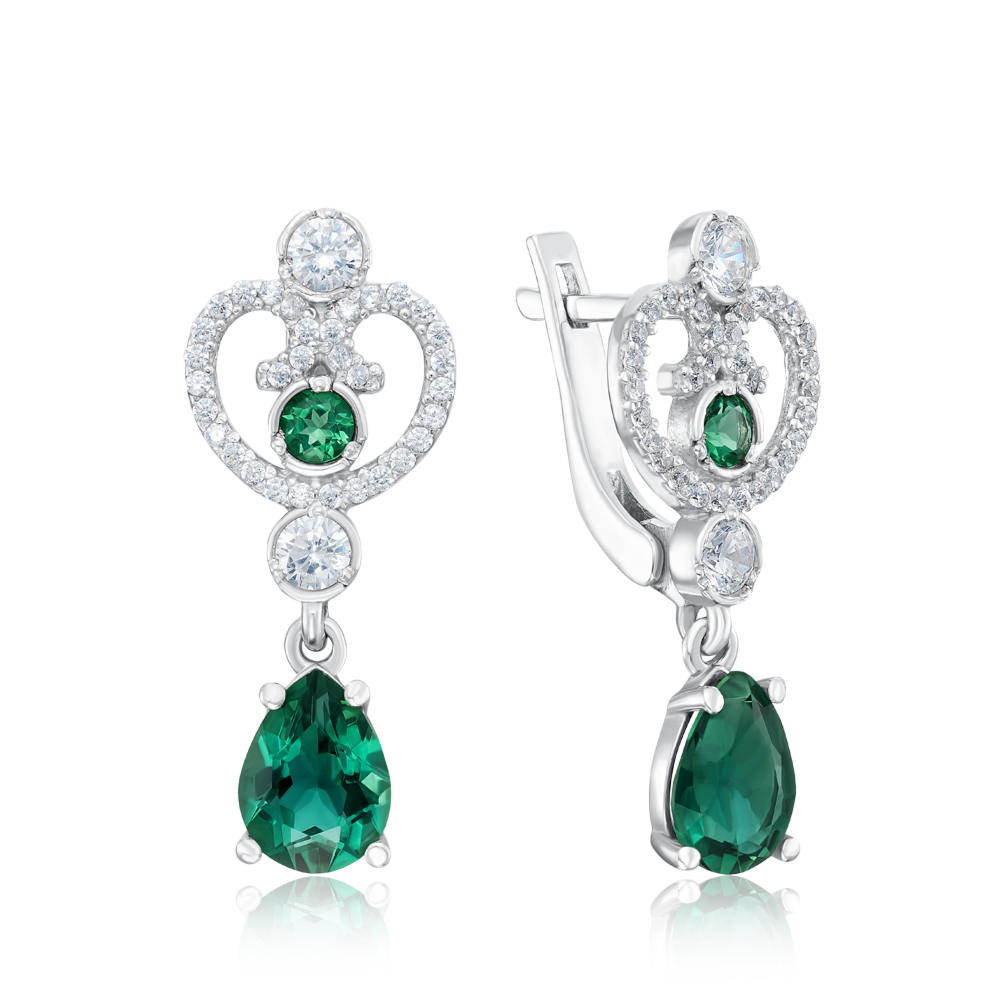 Серебряные серьги-подвески с кварцем. Артикул 2940/9р-QGR