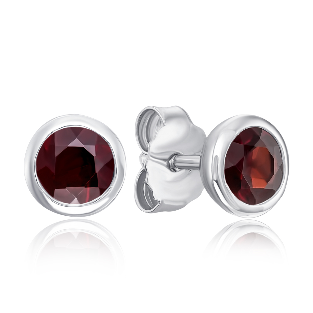 Серебряные серьги-пуссеты с гранатом. Артикул GRE3200-E/12/5086