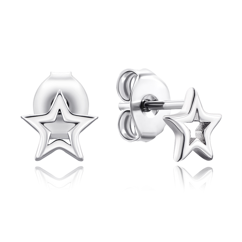 Серебряные серьги-пуссеты без вставки. Артикул 1EA76579-E/12