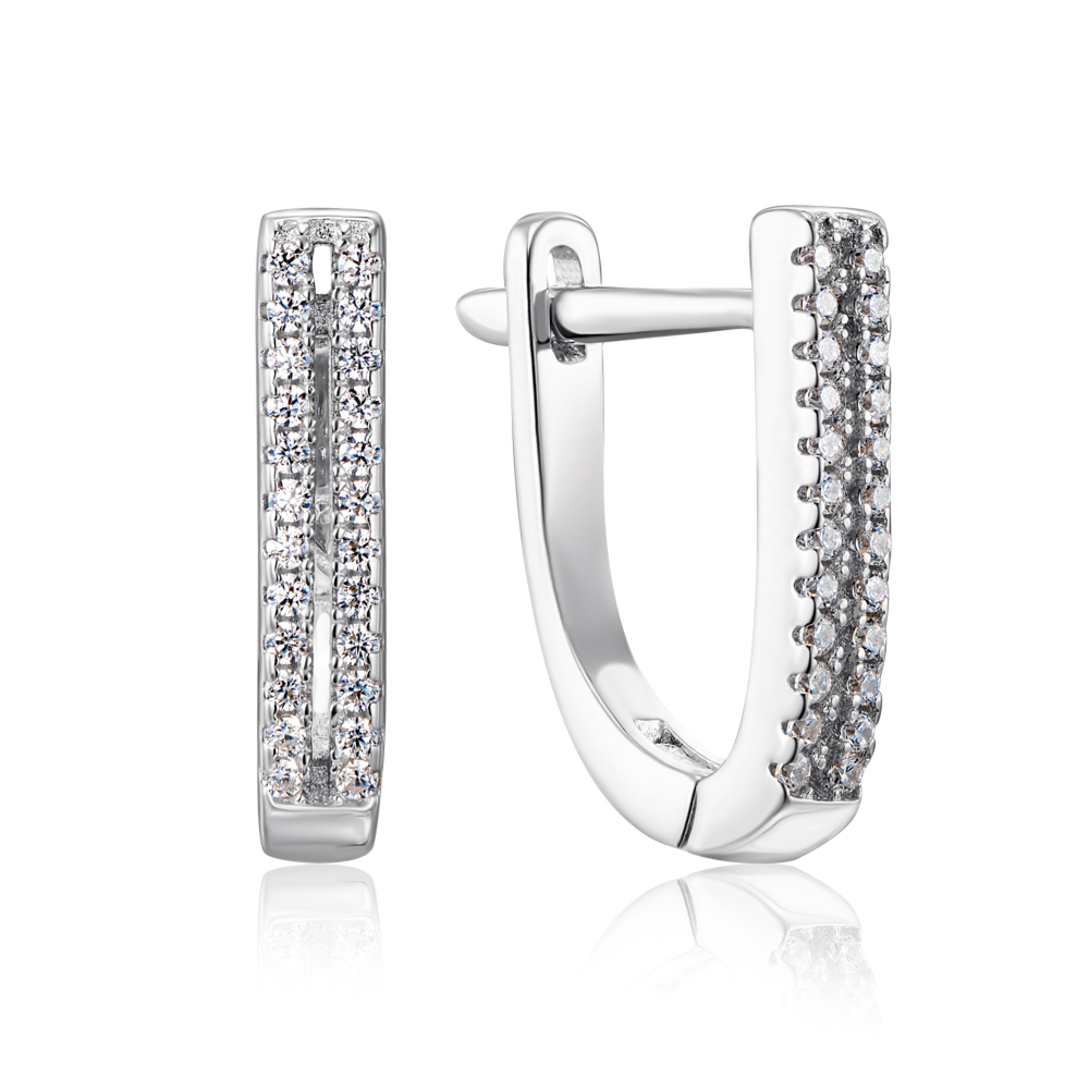 Серебряные серьги с фианитами. Артикул 1EA80003-E/12/1