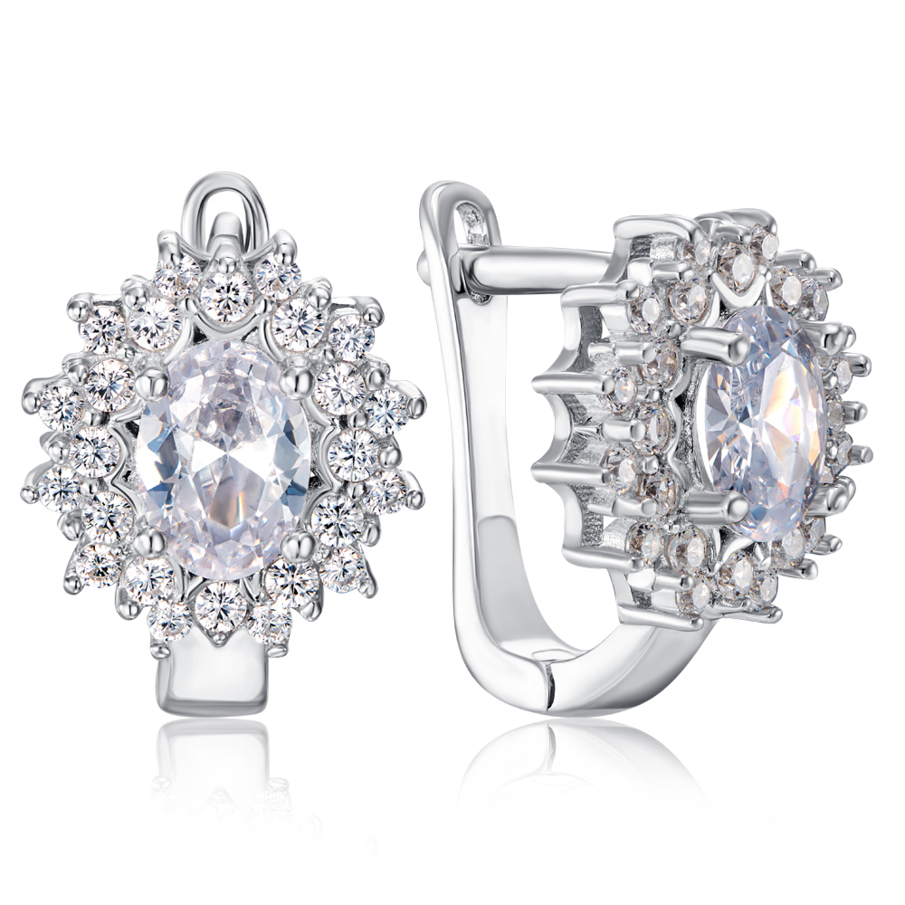 Серебряные серьги с фианитами. Артикул 2S14079-E/12/1