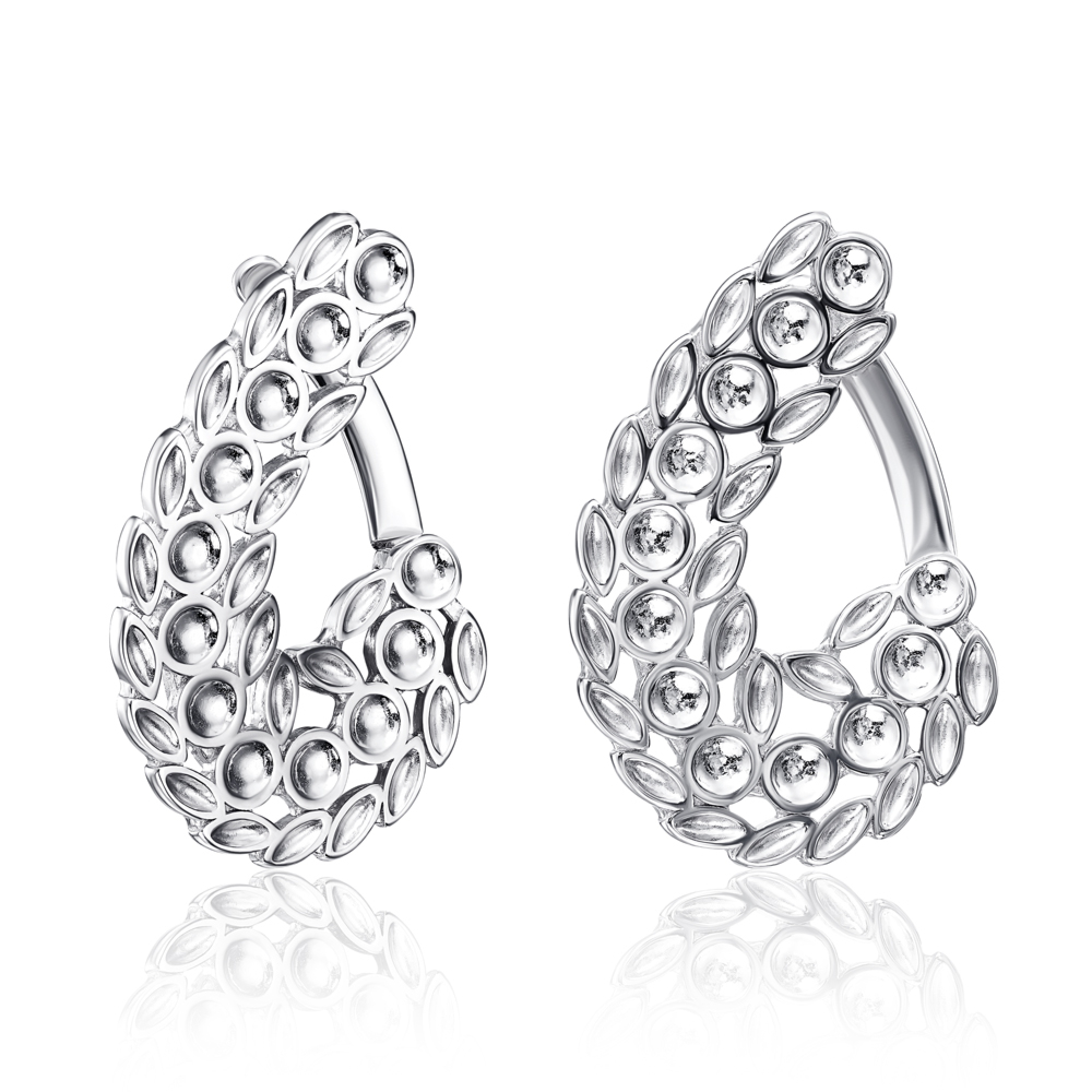 Серебряные серьги без вставки. Артикул 40569/12/1