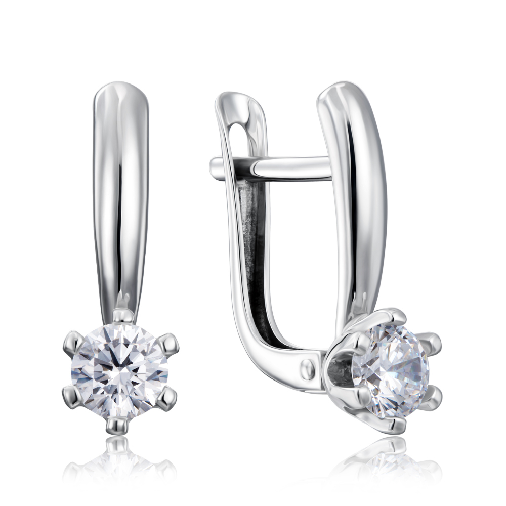 Серебряные серьги с фианитами Tesori Zirconia. Артикул 40448/12/1/4028