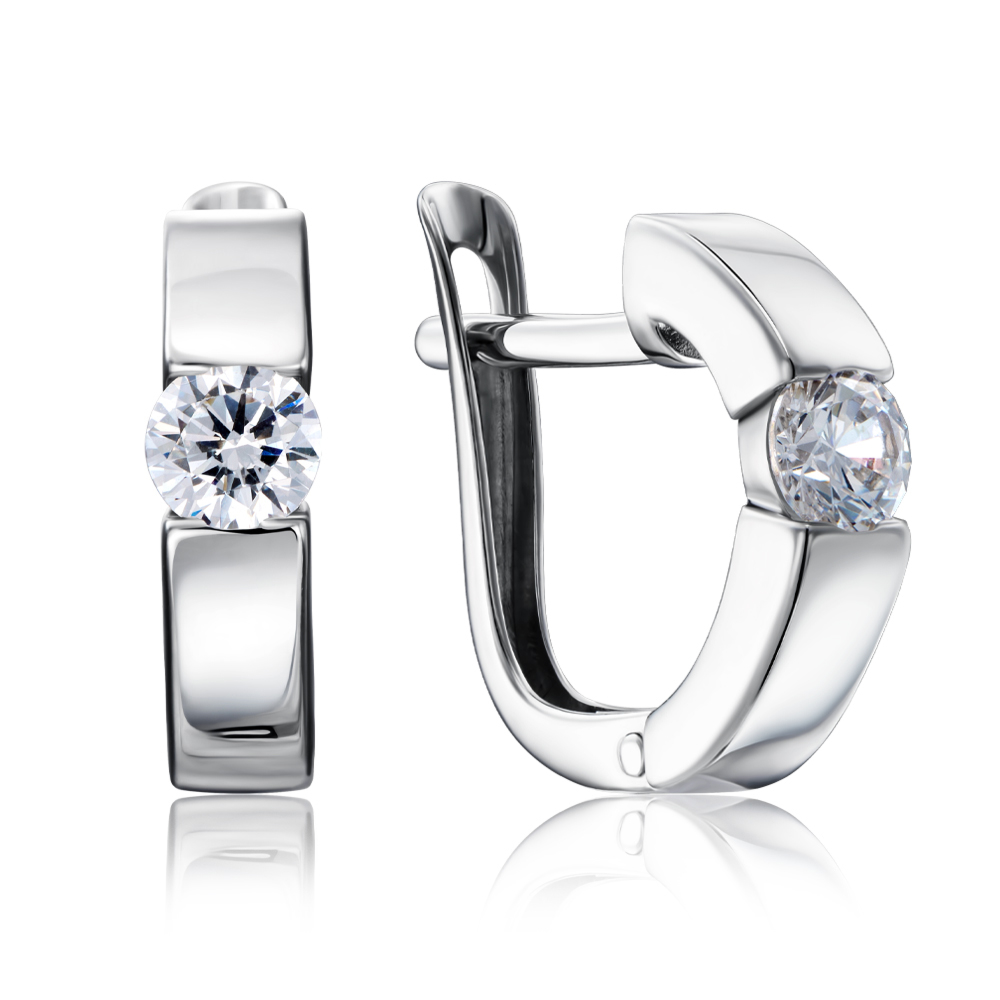 Серебряные серьги с фианитами Tesori Zirconia. Артикул 40459/12/1/4027