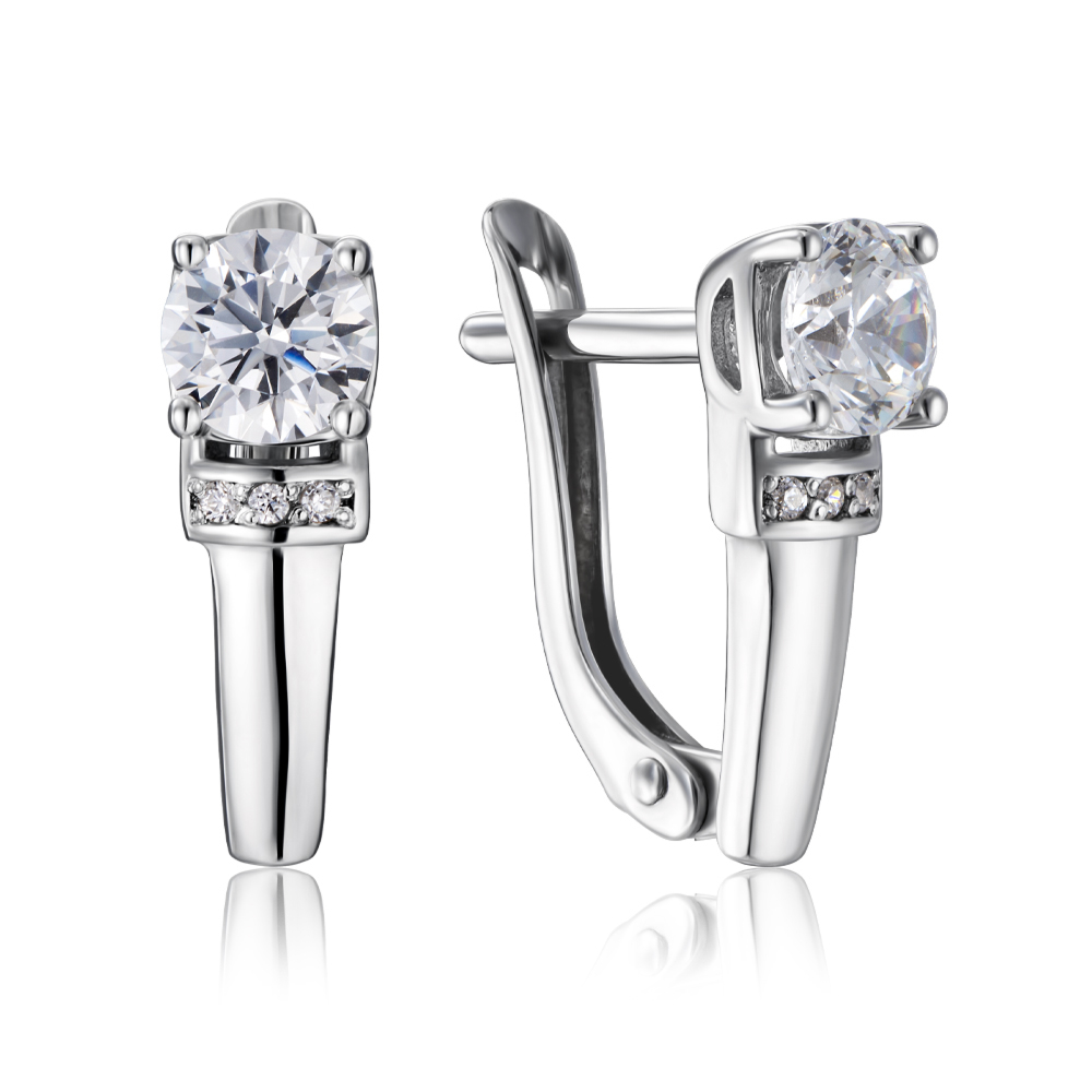 Серебряные серьги с фианитами Tesori Zirconia. Артикул 40468/12/1/4031