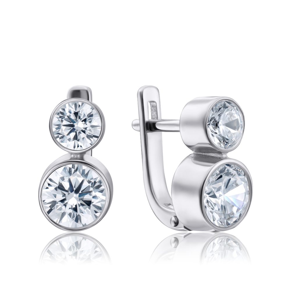 Серебряные серьги с фианитами Tesori Zirconia. Артикул 40495/12/1/4029