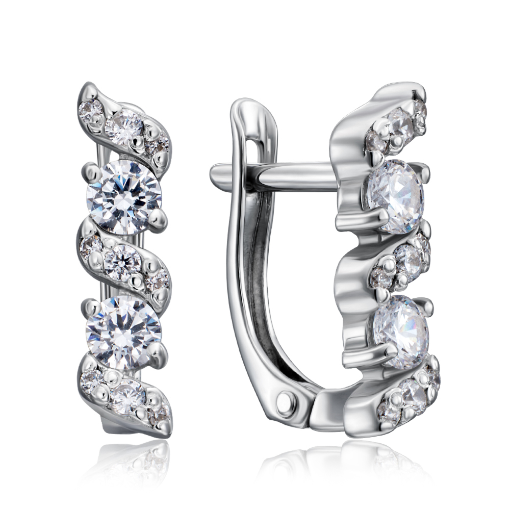 Серебряные серьги с фианитами Tesori Zirconia. Артикул 40507/12/1/4032